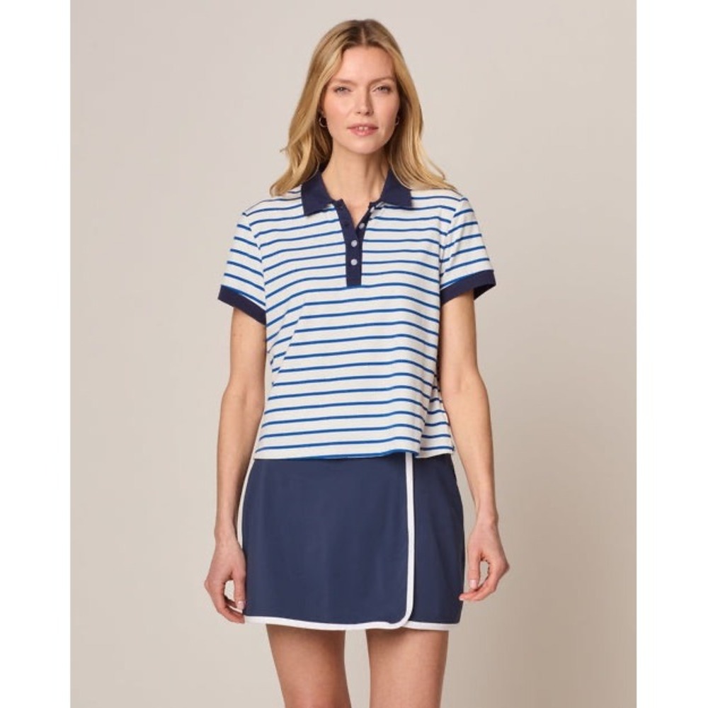 Johnnie-O GOLF Maisie‎ 4-Button Performance Polo in Cascade Stripe Size M
